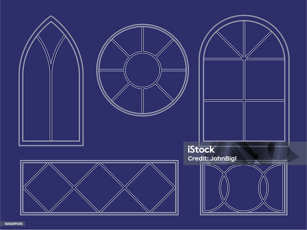 Cópia Heliográfica janela de ilustrações decorativas - Royalty-free Arco - Caraterística arquitetural arte vetorial