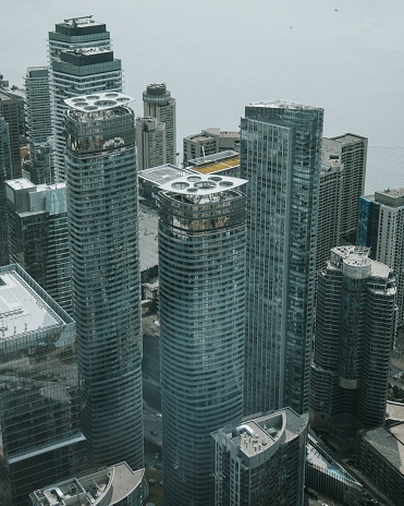 An aerial view of the modern skyscrapers in Canada