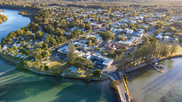 istock Aerial view of a beach town 1606737037