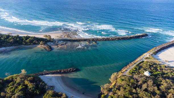 istock Aerial view of the river mouth 1606737054