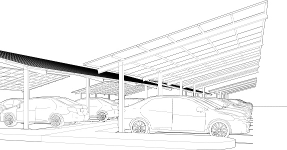 3D illustration of car parking