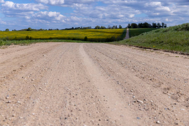 istock unpaved road in rural areas in spring, unpaved road 1606823700