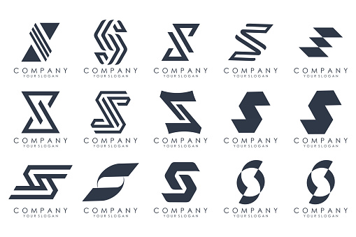 Abstract collection with letters S logo design. creative design logotype S with black colors.