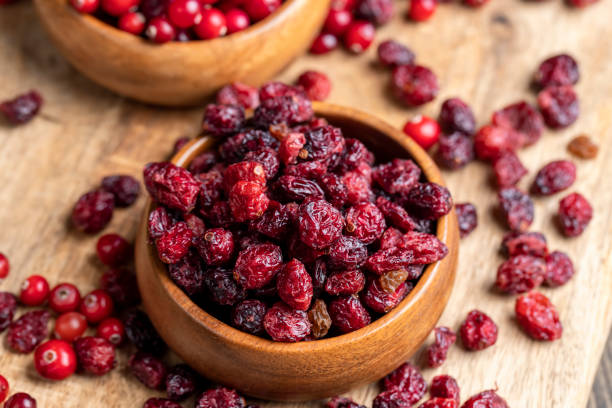 istock Dried red cranberries with sugar syrup 1606826480
