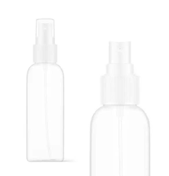 Vector illustration of Clear realistic spray bottle mockup.