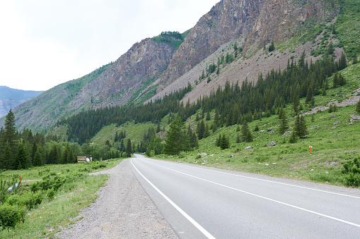 Mountain road in the Altai Republic, Siberia, Russia.