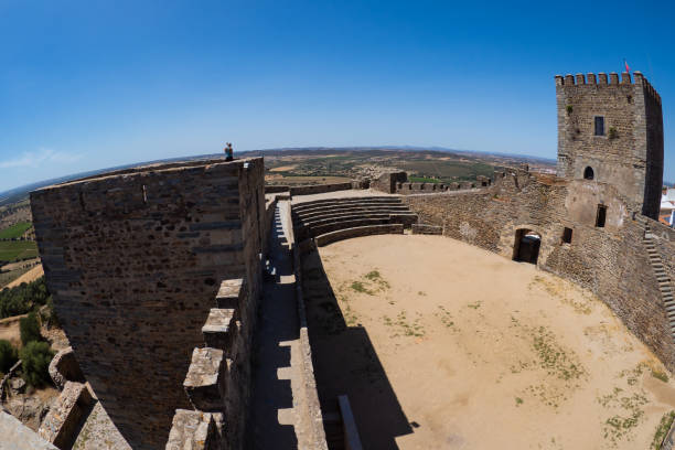 Olivença / Olivenza, Évora district / Badajoz province, Portugal / Spain, EU: a 37 m tall, built in masonry reinforced by ashlars at the corners, the terrace of keep is accessed through 17 ramps. A barbican, at the foot of which a floodable moat opened, completely surrounded the Olivenza citadel. Olivença is a historically contested town located east of the Guadiana river. It has been the subject of a long-standing territorial dispute between Spain and Portugal since the early 19th century. The town reflects a blend of Portuguese and  Spanish cultural and architectural influences.