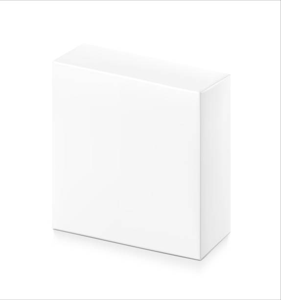 uniwersalna makieta pustego kartonu. - cardboard box white background paper closed stock illustrations