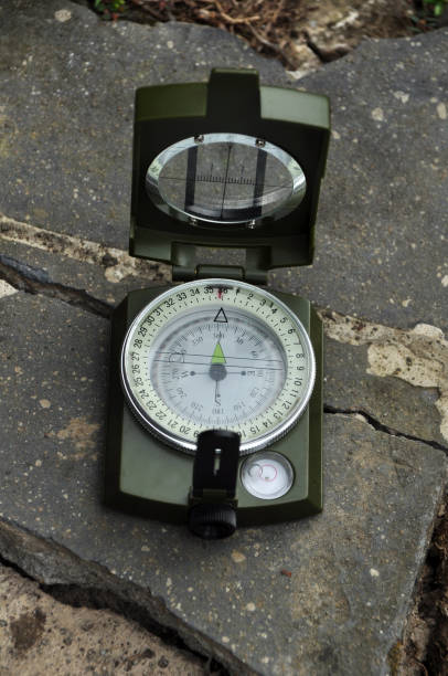 istock Navigation compass green military on outdoor 1606918796