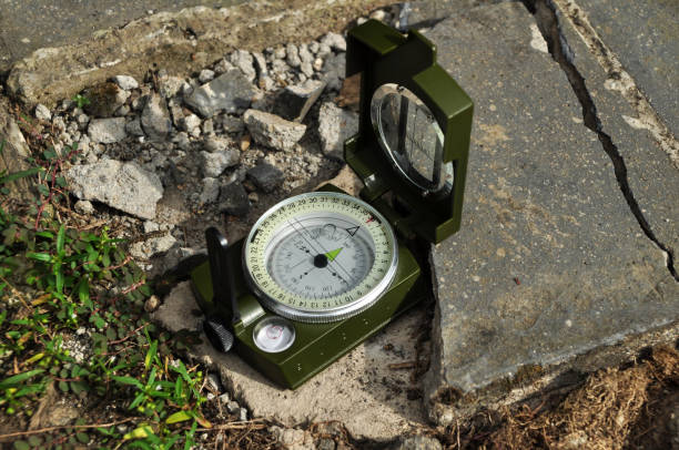 istock Navigation compass green military on outdoor 1606920365