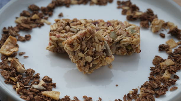 istock Granola snack bars on a plate. 1606926347