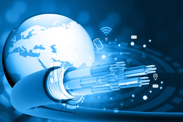 Earth globe with Optical fiber cable