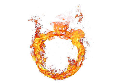 3d illustration of a ring of flames burning with energy concept