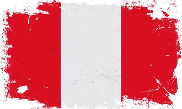 Vector illustration of Peru flag with brush paint textured isolated on white background