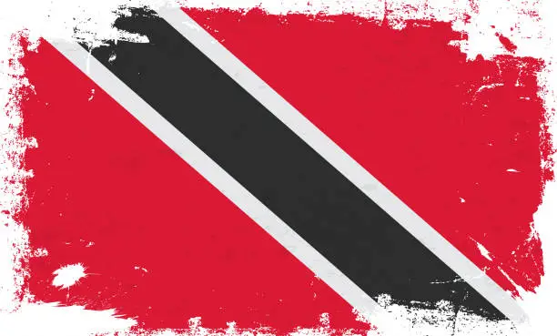 Vector illustration of Trinidad and Tobago flag with brush paint textured isolated on white background