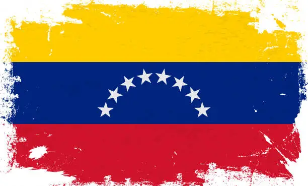 Vector illustration of Venezuela flag with brush paint textured isolated on white background