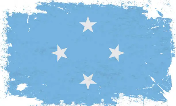 Vector illustration of Micronesia flag with brush paint textured isolated on white background
