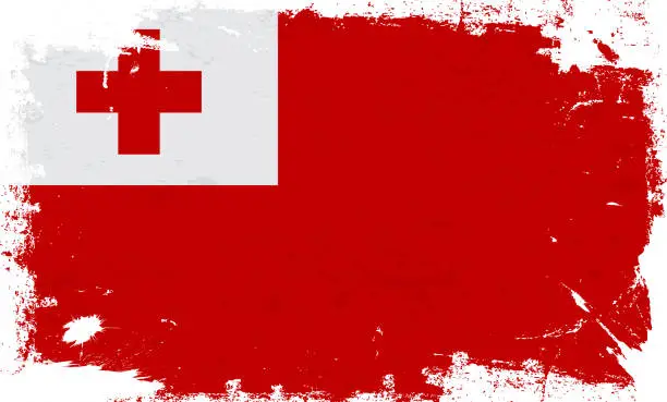 Vector illustration of Tonga flag with brush paint textured isolated on white background