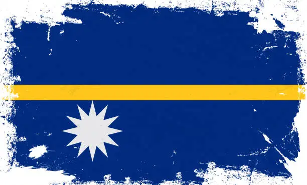 Vector illustration of Nauru flag with brush paint textured isolated on white background