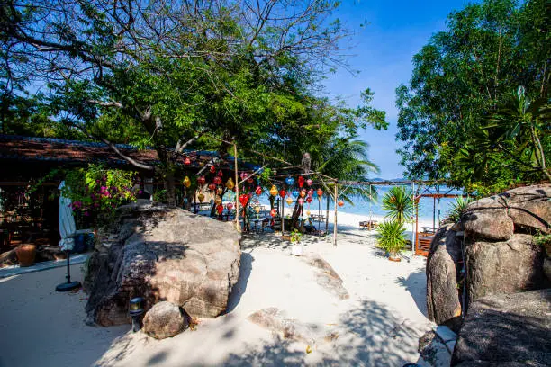 Beach with beachbar of the  Escalade- Resort, Province of Ninh Thuan,Vinh Hy,Vietnam,asia