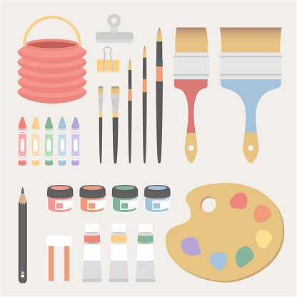 Painting art tools. Paint arts tool kit vector illustration.