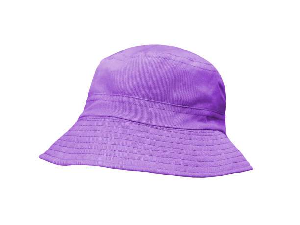 istock Purple bucket hat isolated on white background 1607031218