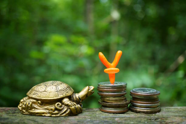 istock A turtle figurine with coins and a yuan symbol. 1607038781