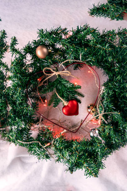 istock Christmas decorations, red lights, garlands and garlands are lit up 1607043708