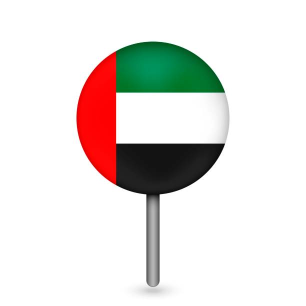 ilustrações, clipart, desenhos animados e ícones de ponteiro de mapas com contry emirados árabes unidos. bandeira dos emirados árabes unidos. ilustração vetorial. - united arab emirates flag united arab emirates flag interface icons