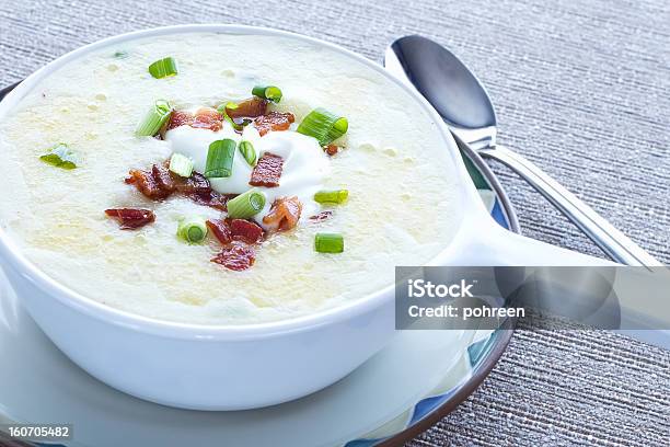 Gluten Free Potato And Bacon Soup Stock Photo - Download Image Now - Bacon, Baked, Bowl
