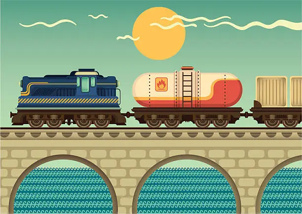 Vector illustration of Freight train.