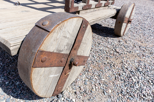 Wooden wheel for a cart or hay cart