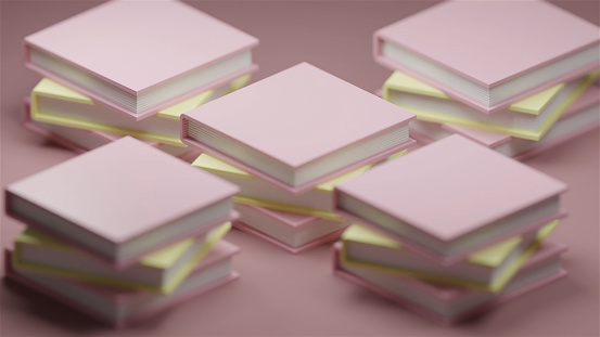 Stack of Pink Books 3D illustration rendering