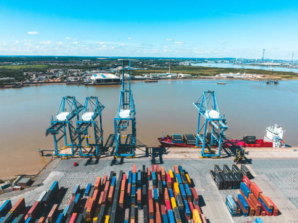 istock Drone view of Tilbury Docks in England 1607094359