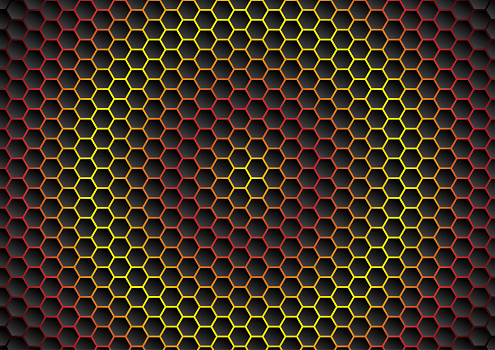 abstract background hexagon with gradient red and yellows colors, vector illustration