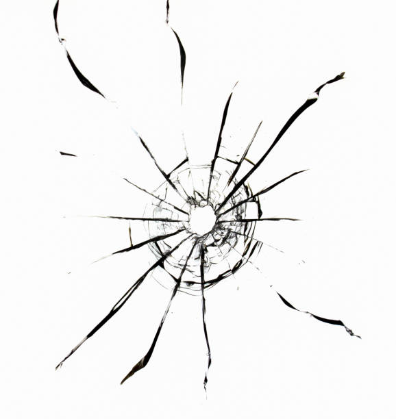 istock The texture of broken glass. Bullet hole. 1607155931