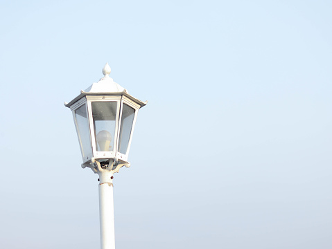 White Lamp Lantern With Blue Sky Background