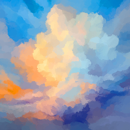 abstract hand painted sunset clouds background design