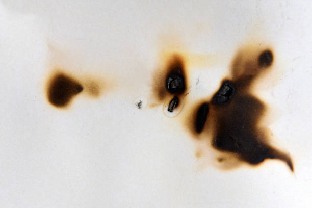 stains of burnt paper of white color