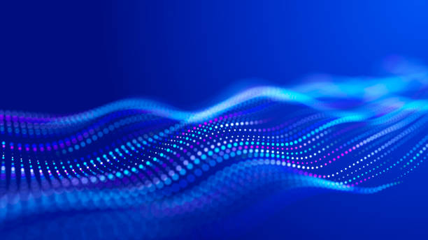 istock Futuristic pattern of dots smoothly moving in a wave. Abstract technology web banner. Background 3d grid. 3D rendering. 1607223238