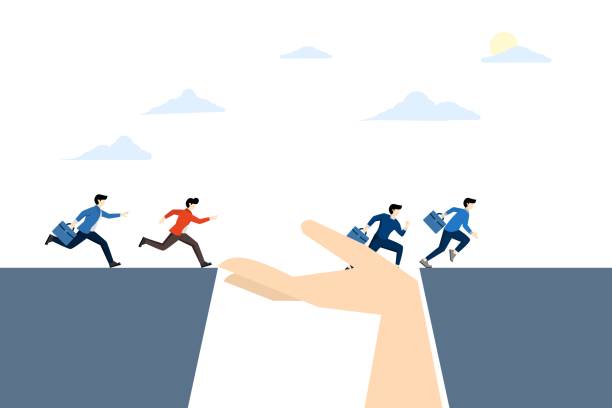 istock concept of achieving goals, increasing motivation, how to achieve goals, teamwork, helping to overcome obstacles in support vector form, flat vector illustration on a white background. 1607258251