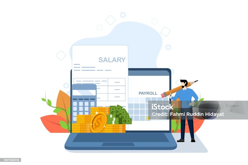 Control Pay Drawins Payroll System Concept Online Income Calculation And Automatic Payment ...