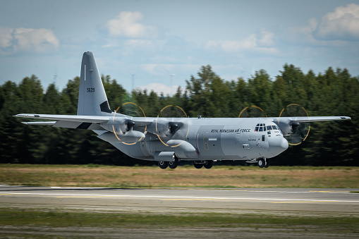 Royal Norwegian Air Force  Lockheed C-130J Super Hercules landing at Oslo Airport Gardermoen, Norway