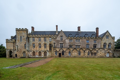 Battle, United Kingdom – July 30, 2023: A scenic view of Battle Abbey School in East Sussex on a cloudy day