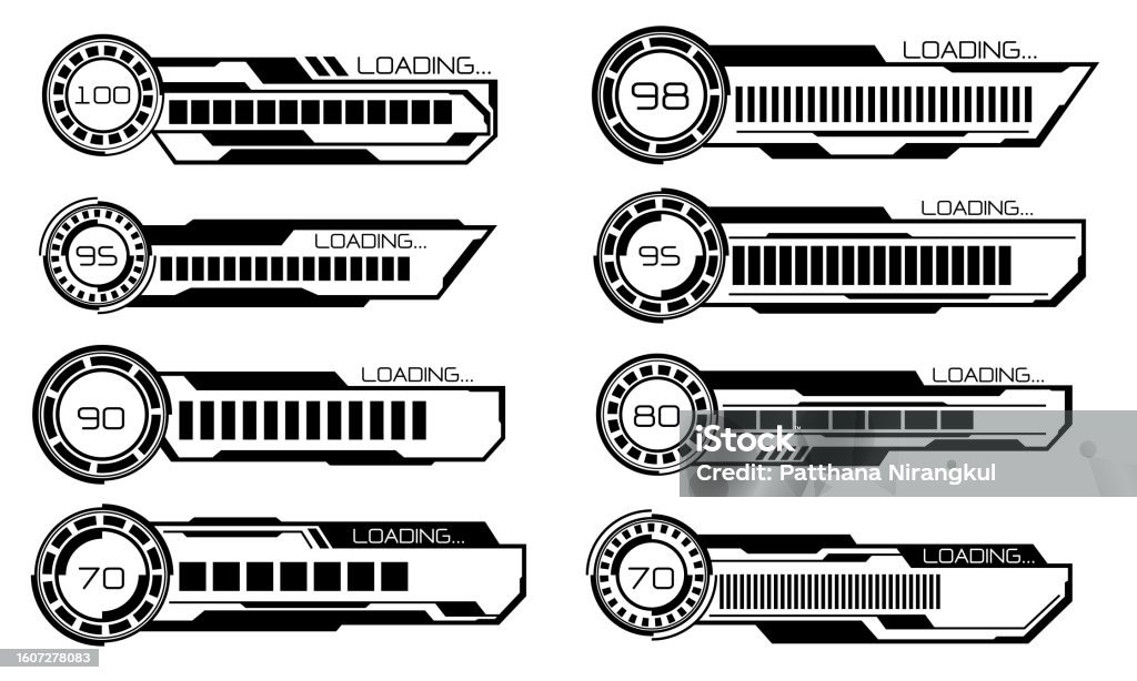 Set Of Hud Modern Loading Progress Bars User Interface Elements Design ...