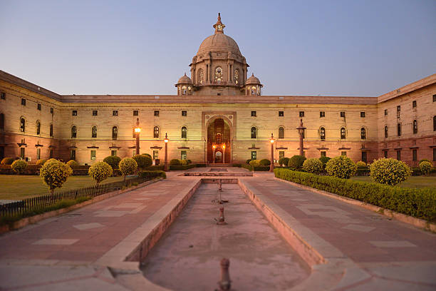 istock Indian parliment in New Delhi by night. 160735951