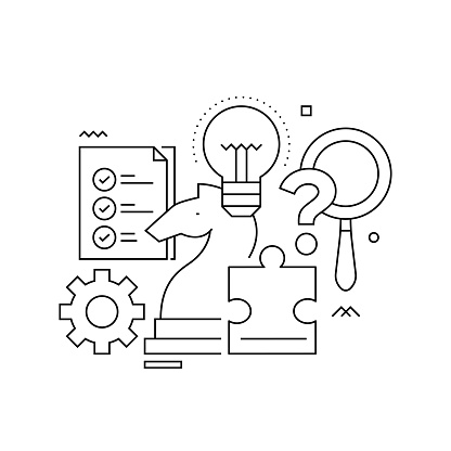 Solution Line Image Vector Set Of Illustration Solution Concept Line Art Style Background ...