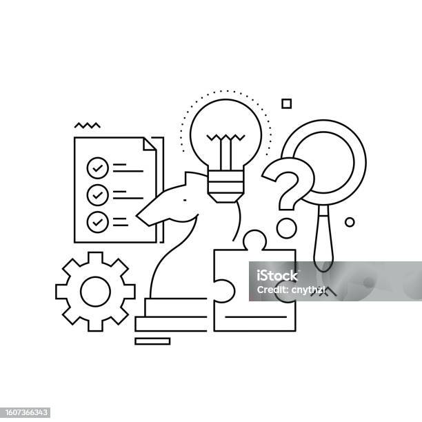 Vector Set Of Illustration Solution Concept Line Art Style Background ...
