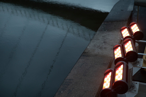 Lighting equipment used to illuminate The Gateshead Millennium Bridge