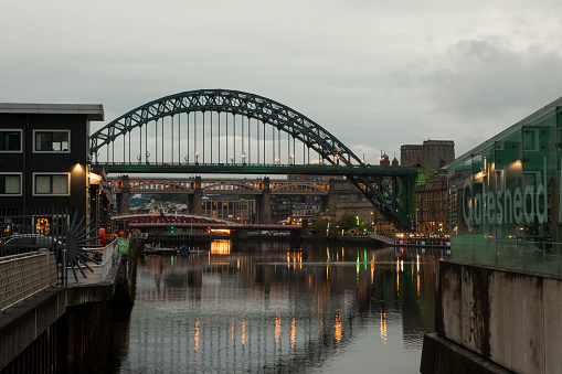 Evening cityscape of the River Tyne